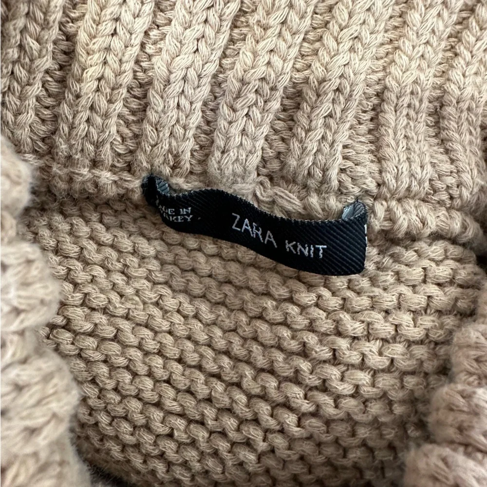 ZARA Camel Tan Knit Mock Neck Sweater